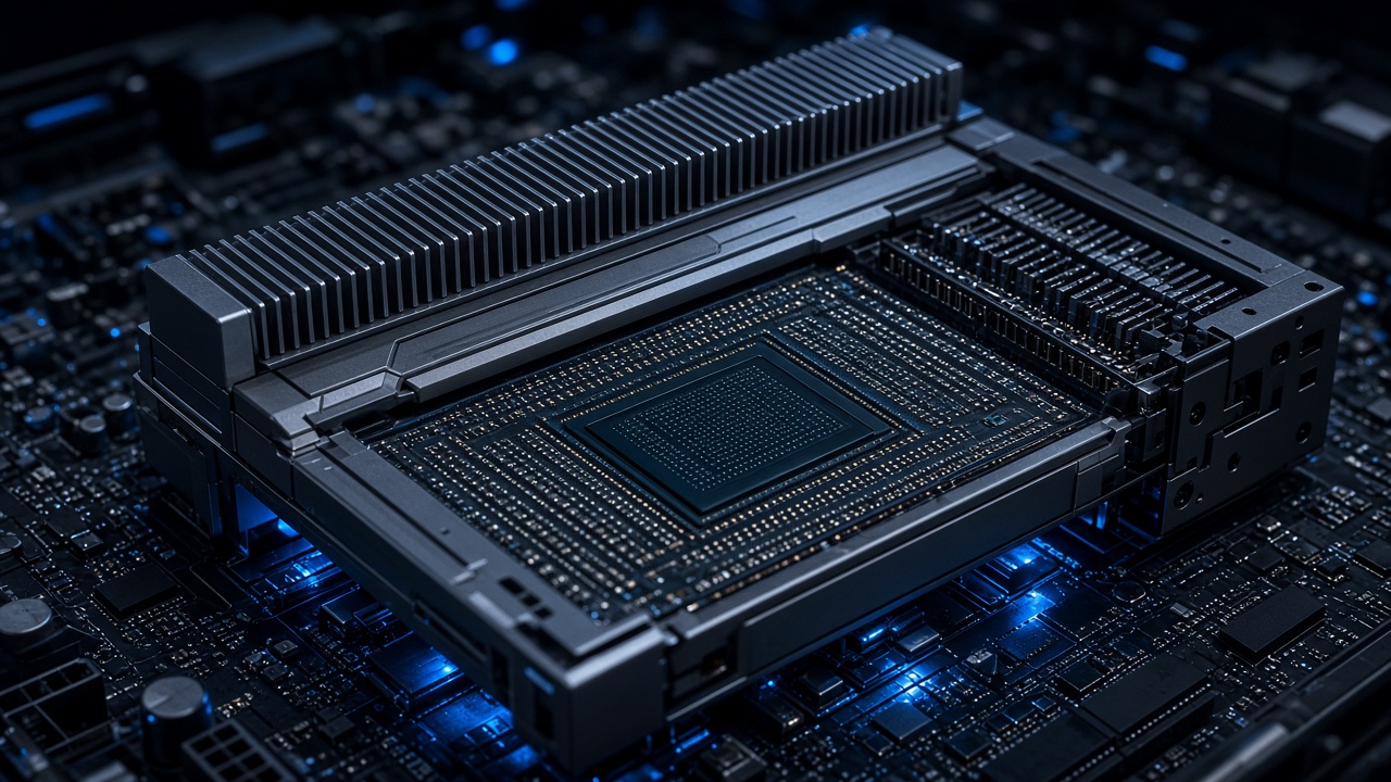 Close-up of a GPU accelerator card on a server board