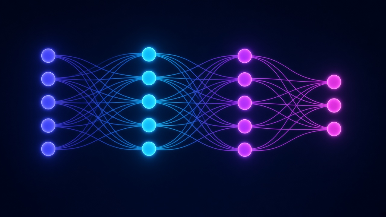 Abstract visualization of a multilayer neural network
